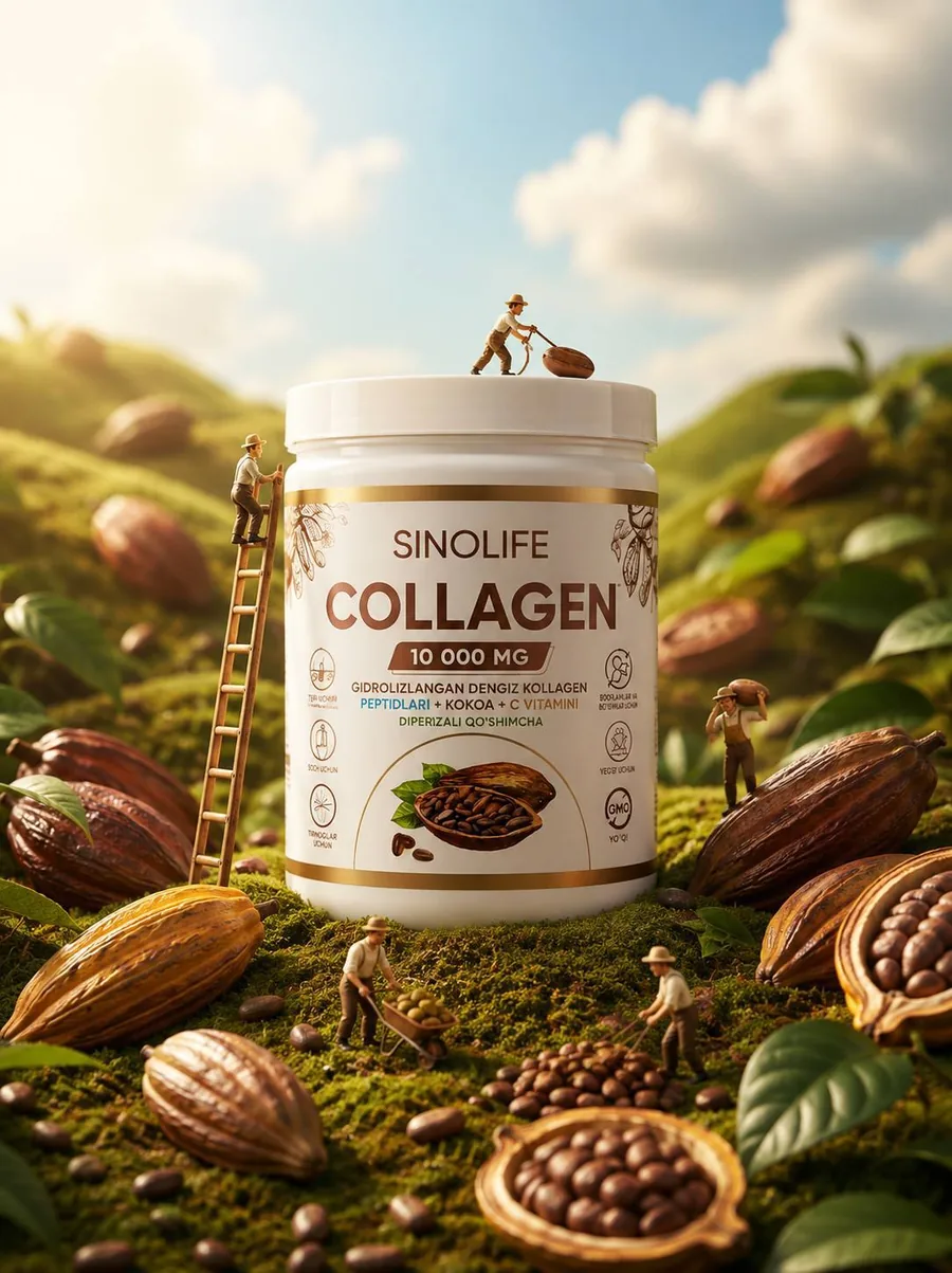 SinoLife Collagen 10 000 mg bankasi kakao dalalari orasida
