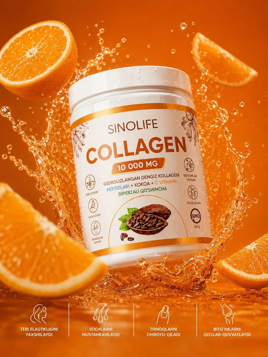 SinoLife Collagen apelsin va suv chayqalishida